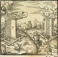 Picture 105 of 293 from Georgii Agricolae De re metallica libri XII. qvibus officia, instrumenta, machinae, ac omnia deni ad metallicam spectantia, non modo luculentissimè describuntur, sed & per effigies, suis locis insertas, adiunctis latinis, germanicis appellationibus ita ob oculos ponuntur, ut clarius tradi non possint. Eivsdem De animantibvs svbterraneis liber, ab autore recognitus: cum indicibus diuersis, quicqiuid in opere tractatum est, pulchré demonstrantibus (1556), leaf 178