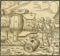 Picture 107 of 293 from Georgii Agricolae De re metallica libri XII. qvibus officia, instrumenta, machinae, ac omnia deni ad metallicam spectantia, non modo luculentissimè describuntur, sed & per effigies, suis locis insertas, adiunctis latinis, germanicis appellationibus ita ob oculos ponuntur, ut clarius tradi non possint. Eivsdem De animantibvs svbterraneis liber, ab autore recognitus: cum indicibus diuersis, quicqiuid in opere tractatum est, pulchré demonstrantibus (1556), leaf 180