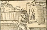 Picture 118 of 293 from Georgii Agricolae De re metallica libri XII. qvibus officia, instrumenta, machinae, ac omnia deni ad metallicam spectantia, non modo luculentissimè describuntur, sed & per effigies, suis locis insertas, adiunctis latinis, germanicis appellationibus ita ob oculos ponuntur, ut clarius tradi non possint. Eivsdem De animantibvs svbterraneis liber, ab autore recognitus: cum indicibus diuersis, quicqiuid in opere tractatum est, pulchré demonstrantibus (1556), leaf 195