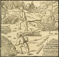 Picture 137 of 293 from Georgii Agricolae De re metallica libri XII. qvibus officia, instrumenta, machinae, ac omnia deni ad metallicam spectantia, non modo luculentissimè describuntur, sed & per effigies, suis locis insertas, adiunctis latinis, germanicis appellationibus ita ob oculos ponuntur, ut clarius tradi non possint. Eivsdem De animantibvs svbterraneis liber, ab autore recognitus: cum indicibus diuersis, quicqiuid in opere tractatum est, pulchré demonstrantibus (1556), leaf 234