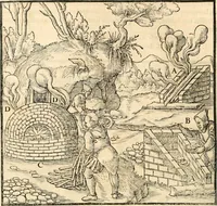 Picture 138 of 293 from Georgii Agricolae De re metallica libri XII. qvibus officia, instrumenta, machinae, ac omnia deni ad metallicam spectantia, non modo luculentissimè describuntur, sed & per effigies, suis locis insertas, adiunctis latinis, germanicis appellationibus ita ob oculos ponuntur, ut clarius tradi non possint. Eivsdem De animantibvs svbterraneis liber, ab autore recognitus: cum indicibus diuersis, quicqiuid in opere tractatum est, pulchré demonstrantibus (1556), leaf 235
