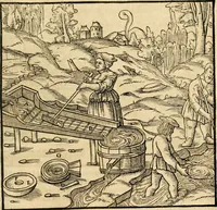 Picture 172 of 293 from Georgii Agricolae De re metallica libri XII. qvibus officia, instrumenta, machinae, ac omnia deni ad metallicam spectantia, non modo luculentissimè describuntur, sed & per effigies, suis locis insertas, adiunctis latinis, germanicis appellationibus ita ob oculos ponuntur, ut clarius tradi non possint. Eivsdem De animantibvs svbterraneis liber, ab autore recognitus: cum indicibus diuersis, quicqiuid in opere tractatum est, pulchré demonstrantibus (1556), leaf 278