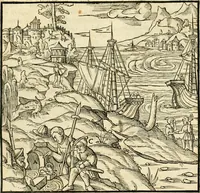 An illustration from Georgii Agricolae De re metallica libri XII. qvibus officia, instrumenta, machinae, ac omnia deni ad metallicam spectantia, non modo luculentissimè describuntur, sed & per effigies, suis locis insertas, adiunctis latinis, germanicis appellationibus ita ob oculos ponuntur, ut clarius tradi non possint. Eivsdem De animantibvs svbterraneis liber, ab autore recognitus: cum indicibus diuersis, quicqiuid in opere tractatum est, pulchré demonstrantibus (1556)