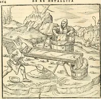 Picture 177 of 293 from Georgii Agricolae De re metallica libri XII. qvibus officia, instrumenta, machinae, ac omnia deni ad metallicam spectantia, non modo luculentissimè describuntur, sed & per effigies, suis locis insertas, adiunctis latinis, germanicis appellationibus ita ob oculos ponuntur, ut clarius tradi non possint. Eivsdem De animantibvs svbterraneis liber, ab autore recognitus: cum indicibus diuersis, quicqiuid in opere tractatum est, pulchré demonstrantibus (1556), leaf 283