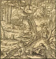 Picture 190 of 293 from Georgii Agricolae De re metallica libri XII. qvibus officia, instrumenta, machinae, ac omnia deni ad metallicam spectantia, non modo luculentissimè describuntur, sed & per effigies, suis locis insertas, adiunctis latinis, germanicis appellationibus ita ob oculos ponuntur, ut clarius tradi non possint. Eivsdem De animantibvs svbterraneis liber, ab autore recognitus: cum indicibus diuersis, quicqiuid in opere tractatum est, pulchré demonstrantibus (1556), leaf 298