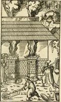 An illustration from Georgii Agricolae De re metallica libri XII. qvibus officia, instrumenta, machinae, ac omnia deni ad metallicam spectantia, non modo luculentissimè describuntur, sed & per effigies, suis locis insertas, adiunctis latinis, germanicis appellationibus ita ob oculos ponuntur, ut clarius tradi non possint. Eivsdem De animantibvs svbterraneis liber, ab autore recognitus: cum indicibus diuersis, quicqiuid in opere tractatum est, pulchré demonstrantibus (1556)