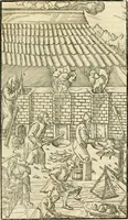 Picture 208 of 293 from Georgii Agricolae De re metallica libri XII. qvibus officia, instrumenta, machinae, ac omnia deni ad metallicam spectantia, non modo luculentissimè describuntur, sed & per effigies, suis locis insertas, adiunctis latinis, germanicis appellationibus ita ob oculos ponuntur, ut clarius tradi non possint. Eivsdem De animantibvs svbterraneis liber, ab autore recognitus: cum indicibus diuersis, quicqiuid in opere tractatum est, pulchré demonstrantibus (1556), leaf 332
