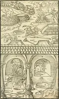 An illustration from Georgii Agricolae De re metallica libri XII. qvibus officia, instrumenta, machinae, ac omnia deni ad metallicam spectantia, non modo luculentissimè describuntur, sed & per effigies, suis locis insertas, adiunctis latinis, germanicis appellationibus ita ob oculos ponuntur, ut clarius tradi non possint. Eivsdem De animantibvs svbterraneis liber, ab autore recognitus: cum indicibus diuersis, quicqiuid in opere tractatum est, pulchré demonstrantibus (1556)