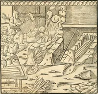Picture 216 of 293 from Georgii Agricolae De re metallica libri XII. qvibus officia, instrumenta, machinae, ac omnia deni ad metallicam spectantia, non modo luculentissimè describuntur, sed & per effigies, suis locis insertas, adiunctis latinis, germanicis appellationibus ita ob oculos ponuntur, ut clarius tradi non possint. Eivsdem De animantibvs svbterraneis liber, ab autore recognitus: cum indicibus diuersis, quicqiuid in opere tractatum est, pulchré demonstrantibus (1556), leaf 355