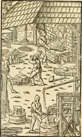 Picture 218 of 293 from Georgii Agricolae De re metallica libri XII. qvibus officia, instrumenta, machinae, ac omnia deni ad metallicam spectantia, non modo luculentissimè describuntur, sed & per effigies, suis locis insertas, adiunctis latinis, germanicis appellationibus ita ob oculos ponuntur, ut clarius tradi non possint. Eivsdem De animantibvs svbterraneis liber, ab autore recognitus: cum indicibus diuersis, quicqiuid in opere tractatum est, pulchré demonstrantibus (1556), leaf 358