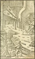 Picture 220 of 293 from Georgii Agricolae De re metallica libri XII. qvibus officia, instrumenta, machinae, ac omnia deni ad metallicam spectantia, non modo luculentissimè describuntur, sed & per effigies, suis locis insertas, adiunctis latinis, germanicis appellationibus ita ob oculos ponuntur, ut clarius tradi non possint. Eivsdem De animantibvs svbterraneis liber, ab autore recognitus: cum indicibus diuersis, quicqiuid in opere tractatum est, pulchré demonstrantibus (1556), leaf 362