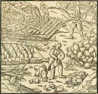 Picture 221 of 293 from Georgii Agricolae De re metallica libri XII. qvibus officia, instrumenta, machinae, ac omnia deni ad metallicam spectantia, non modo luculentissimè describuntur, sed & per effigies, suis locis insertas, adiunctis latinis, germanicis appellationibus ita ob oculos ponuntur, ut clarius tradi non possint. Eivsdem De animantibvs svbterraneis liber, ab autore recognitus: cum indicibus diuersis, quicqiuid in opere tractatum est, pulchré demonstrantibus (1556), leaf 364