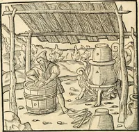 Picture 224 of 293 from Georgii Agricolae De re metallica libri XII. qvibus officia, instrumenta, machinae, ac omnia deni ad metallicam spectantia, non modo luculentissimè describuntur, sed & per effigies, suis locis insertas, adiunctis latinis, germanicis appellationibus ita ob oculos ponuntur, ut clarius tradi non possint. Eivsdem De animantibvs svbterraneis liber, ab autore recognitus: cum indicibus diuersis, quicqiuid in opere tractatum est, pulchré demonstrantibus (1556), leaf 367