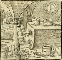 Picture 225 of 293 from Georgii Agricolae De re metallica libri XII. qvibus officia, instrumenta, machinae, ac omnia deni ad metallicam spectantia, non modo luculentissimè describuntur, sed & per effigies, suis locis insertas, adiunctis latinis, germanicis appellationibus ita ob oculos ponuntur, ut clarius tradi non possint. Eivsdem De animantibvs svbterraneis liber, ab autore recognitus: cum indicibus diuersis, quicqiuid in opere tractatum est, pulchré demonstrantibus (1556), leaf 368