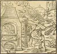 Picture 227 of 293 from Georgii Agricolae De re metallica libri XII. qvibus officia, instrumenta, machinae, ac omnia deni ad metallicam spectantia, non modo luculentissimè describuntur, sed & per effigies, suis locis insertas, adiunctis latinis, germanicis appellationibus ita ob oculos ponuntur, ut clarius tradi non possint. Eivsdem De animantibvs svbterraneis liber, ab autore recognitus: cum indicibus diuersis, quicqiuid in opere tractatum est, pulchré demonstrantibus (1556), leaf 370
