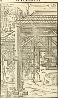 Picture 240 of 293 from Georgii Agricolae De re metallica libri XII. qvibus officia, instrumenta, machinae, ac omnia deni ad metallicam spectantia, non modo luculentissimè describuntur, sed & per effigies, suis locis insertas, adiunctis latinis, germanicis appellationibus ita ob oculos ponuntur, ut clarius tradi non possint. Eivsdem De animantibvs svbterraneis liber, ab autore recognitus: cum indicibus diuersis, quicqiuid in opere tractatum est, pulchré demonstrantibus (1556), leaf 401