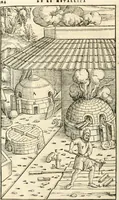 Picture 241 of 293 from Georgii Agricolae De re metallica libri XII. qvibus officia, instrumenta, machinae, ac omnia deni ad metallicam spectantia, non modo luculentissimè describuntur, sed & per effigies, suis locis insertas, adiunctis latinis, germanicis appellationibus ita ob oculos ponuntur, ut clarius tradi non possint. Eivsdem De animantibvs svbterraneis liber, ab autore recognitus: cum indicibus diuersis, quicqiuid in opere tractatum est, pulchré demonstrantibus (1556), leaf 403
