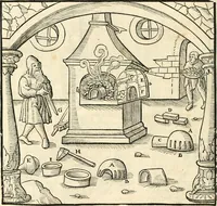 An illustration from Georgii Agricolae De re metallica libri XII. qvibus officia, instrumenta, machinae, ac omnia deni ad metallicam spectantia, non modo luculentissimè describuntur, sed & per effigies, suis locis insertas, adiunctis latinis, germanicis appellationibus ita ob oculos ponuntur, ut clarius tradi non possint. Eivsdem De animantibvs svbterraneis liber, ab autore recognitus: cum indicibus diuersis, quicqiuid in opere tractatum est, pulchré demonstrantibus (1556)