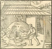 Picture 253 of 293 from Georgii Agricolae De re metallica libri XII. qvibus officia, instrumenta, machinae, ac omnia deni ad metallicam spectantia, non modo luculentissimè describuntur, sed & per effigies, suis locis insertas, adiunctis latinis, germanicis appellationibus ita ob oculos ponuntur, ut clarius tradi non possint. Eivsdem De animantibvs svbterraneis liber, ab autore recognitus: cum indicibus diuersis, quicqiuid in opere tractatum est, pulchré demonstrantibus (1556), leaf 429
