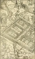 Picture 267 of 293 from Georgii Agricolae De re metallica libri XII. qvibus officia, instrumenta, machinae, ac omnia deni ad metallicam spectantia, non modo luculentissimè describuntur, sed & per effigies, suis locis insertas, adiunctis latinis, germanicis appellationibus ita ob oculos ponuntur, ut clarius tradi non possint. Eivsdem De animantibvs svbterraneis liber, ab autore recognitus: cum indicibus diuersis, quicqiuid in opere tractatum est, pulchré demonstrantibus (1556), leaf 460