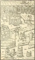 Picture 270 of 293 from Georgii Agricolae De re metallica libri XII. qvibus officia, instrumenta, machinae, ac omnia deni ad metallicam spectantia, non modo luculentissimè describuntur, sed & per effigies, suis locis insertas, adiunctis latinis, germanicis appellationibus ita ob oculos ponuntur, ut clarius tradi non possint. Eivsdem De animantibvs svbterraneis liber, ab autore recognitus: cum indicibus diuersis, quicqiuid in opere tractatum est, pulchré demonstrantibus (1556), leaf 467