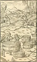 Picture 274 of 293 from Georgii Agricolae De re metallica libri XII. qvibus officia, instrumenta, machinae, ac omnia deni ad metallicam spectantia, non modo luculentissimè describuntur, sed & per effigies, suis locis insertas, adiunctis latinis, germanicis appellationibus ita ob oculos ponuntur, ut clarius tradi non possint. Eivsdem De animantibvs svbterraneis liber, ab autore recognitus: cum indicibus diuersis, quicqiuid in opere tractatum est, pulchré demonstrantibus (1556), leaf 471