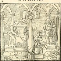 Picture 276 of 293 from Georgii Agricolae De re metallica libri XII. qvibus officia, instrumenta, machinae, ac omnia deni ad metallicam spectantia, non modo luculentissimè describuntur, sed & per effigies, suis locis insertas, adiunctis latinis, germanicis appellationibus ita ob oculos ponuntur, ut clarius tradi non possint. Eivsdem De animantibvs svbterraneis liber, ab autore recognitus: cum indicibus diuersis, quicqiuid in opere tractatum est, pulchré demonstrantibus (1556), leaf 473