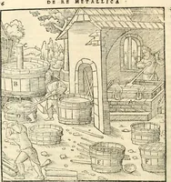 Picture 277 of 293 from Georgii Agricolae De re metallica libri XII. qvibus officia, instrumenta, machinae, ac omnia deni ad metallicam spectantia, non modo luculentissimè describuntur, sed & per effigies, suis locis insertas, adiunctis latinis, germanicis appellationibus ita ob oculos ponuntur, ut clarius tradi non possint. Eivsdem De animantibvs svbterraneis liber, ab autore recognitus: cum indicibus diuersis, quicqiuid in opere tractatum est, pulchré demonstrantibus (1556), leaf 475