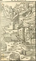 Picture 278 of 293 from Georgii Agricolae De re metallica libri XII. qvibus officia, instrumenta, machinae, ac omnia deni ad metallicam spectantia, non modo luculentissimè describuntur, sed & per effigies, suis locis insertas, adiunctis latinis, germanicis appellationibus ita ob oculos ponuntur, ut clarius tradi non possint. Eivsdem De animantibvs svbterraneis liber, ab autore recognitus: cum indicibus diuersis, quicqiuid in opere tractatum est, pulchré demonstrantibus (1556), leaf 477