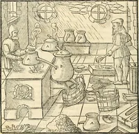 Picture 284 of 293 from Georgii Agricolae De re metallica libri XII. qvibus officia, instrumenta, machinae, ac omnia deni ad metallicam spectantia, non modo luculentissimè describuntur, sed & per effigies, suis locis insertas, adiunctis latinis, germanicis appellationibus ita ob oculos ponuntur, ut clarius tradi non possint. Eivsdem De animantibvs svbterraneis liber, ab autore recognitus: cum indicibus diuersis, quicqiuid in opere tractatum est, pulchré demonstrantibus (1556), leaf 485