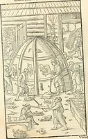 An illustration from Georgii Agricolae De re metallica libri XII. qvibus officia, instrumenta, machinae, ac omnia deni ad metallicam spectantia, non modo luculentissimè describuntur, sed & per effigies, suis locis insertas, adiunctis latinis, germanicis appellationibus ita ob oculos ponuntur, ut clarius tradi non possint. Eivsdem De animantibvs svbterraneis liber, ab autore recognitus: cum indicibus diuersis, quicqiuid in opere tractatum est, pulchré demonstrantibus (1556)
