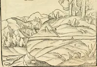 An illustration from Georgii Agricolae De re metallica libri XII. qvibus officia, instrumenta, machinae, ac omnia deni ad metallicam spectantia, non modo luculentissimè describuntur, sed & per effigies, suis locis insertas, adiunctis latinis, germanicis appellationibus ita ob oculos ponuntur, ut clarius tradi non possint. Eivsdem De animantibvs svbterraneis liber, ab autore recognitus: cum indicibus diuersis, quicqiuid in opere tractatum est, pulchré demonstrantibus (1556)