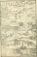 An illustration from Georgii Agricolae De re metallica libri XII. qvibus officia, instrumenta, machinae, ac omnia deni ad metallicam spectantia, non modo luculentissimè describuntur, sed & per effigies, suis locis insertas, adiunctis latinis, germanicis appellationibus ita ob oculos ponuntur, ut clarius tradi non possint. Eivsdem De animantibvs svbterraneis liber, ab autore recognitus: cum indicibus diuersis, quicqiuid in opere tractatum est, pulchré demonstrantibus (1556)