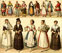 An illustration from Geschichte des kostüms in chronologischer entwicklung von A. Racinet (1888)