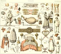 An illustration from Geschichte des kostüms in chronologischer entwicklung von A. Racinet (1888)