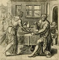 An illustration from Recht ghebruyck ende misbruyck, van tydlycke have : van rijckdom, nodruft en ghebreck ick beluyck t'onzaligh misbruyck, mettet zaligh ghebruyck (1585)