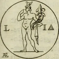 An illustration from Gisb. Cuperi Harpocrates, sive, Explicatio imagunculae argenteae perantiquae, quae in figuram Harpocratis formata representat solem : ejusdem Monumenta antiqua inedita ... ; accedit Stephani Le Moine Epistola de Melanophoris (1687)