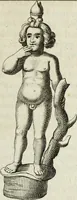 An illustration from Gisb. Cuperi Harpocrates, sive, Explicatio imagunculae argenteae perantiquae, quae in figuram Harpocratis formata representat solem : ejusdem Monumenta antiqua inedita ... ; accedit Stephani Le Moine Epistola de Melanophoris (1687)