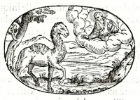 Picture 57 of 64 from Gli apologi del signor Giulio Cesare Capaccio, gentil'huomo del serenissimo signor duca d'Vrbino; con le Dicerie morali, oue quasi con viui colori al modo cortegiano l'humana vita si dipinge, la malignità si scopre, la bizzarria de' ceruelli si castiga, la frode si scaccia, la mattezza si punisce, al poco saper di gli huomini si prouede, e di tutti i ciuili costumi si fà paragone (1619), leaf 151