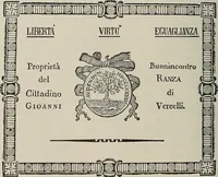 An illustration from Gli ex libris italiani. Con 9 tavole e 233 riproduzioni, delle quali 29 eseguite coi rami o cogli zinchi originali (1902)