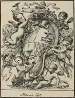 An illustration from Gli ex libris italiani. Con 9 tavole e 233 riproduzioni, delle quali 29 eseguite coi rami o cogli zinchi originali (1902)