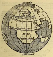 Picture 3 of 4 from Globus mundi : declaratio siue descriptio mundi et totius orbis terrarum. globulo rotundo comparati vt spera solida. Qua cuiuis etia[m] mediocriter docto ad oculu[m] videre licet antipodes esse. quo[rum] pedes nostris oppositi sunt. Et qualiter in vnaqua[que] orbis parte homines vitam agere queunt salutare[m]. sole singula terr[a]e loca illustrante: qu[a]e tamen terra in vacuo aere pendere videtur: solo dei nutu suste[n]tata. alijs[que] permultis de quarta orbis terraru[m] parte nuper ab Americo reperta (1509), leaf 25