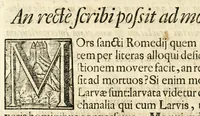 An illustration from Gloriosus Sanctus Romedius : ex comitibus de Thaur Andek, & Altae Guardiae dominis, vallis Annaniae in Tyroli apostolus, magnus thaumaturgus, & anachoreta, quem similem fecit Dominus in gloria sanctorum, & beatificavit illum in gloria (Eccli. 45) : nec non gloriosa domus comitum de Thun, illo Aggaei prophetae condecorata vaticinio, magna erit gloria domus istius (Cap. 2) (1699)