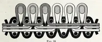 An illustration from Glossary of weaves, elementary textile designing, analysis of cotton fabrics, analysis of woolen and worsted fabrics, twill weaves and derivatives, satin and other weaves, combination weaves, construction of spot weaves, weaves for backed cotton fabrics, woolen and worsted ply weaves, leno weaves, pile weaves, color in textile designing, designing in general (1906)