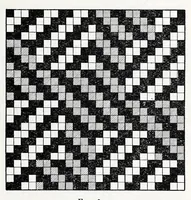 An illustration from Glossary of weaves, elementary textile designing, analysis of cotton fabrics, analysis of woolen and worsted fabrics, twill weaves and derivatives, satin and other weaves, combination weaves, construction of spot weaves, weaves for backed cotton fabrics, woolen and worsted ply weaves, leno weaves, pile weaves, color in textile designing, designing in general (1906)