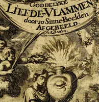 Picture 3 of 52 from Goddelyke liefde-vlammen, van een boetvaardige, geheyligde, liefhebbende, en aan haar selfs-stervende ziele : in drie deelen verdeelt, af-gebeeld door vijftig nette koopere figuuren : neffens haar verzen, aanmerkingen, gezangen, en ziel-zuchtingen (1711), leaf 4