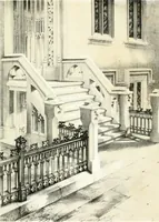 An illustration from Gothic architecture applied to modern residences; containing designs of all the important parts of a private dwelling, exhibited in elaborate perspective drawings, together with large and copious details (1849)