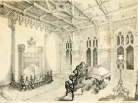 An illustration from Gothic architecture applied to modern residences; containing designs of all the important parts of a private dwelling, exhibited in elaborate perspective drawings, together with large and copious details (1849)
