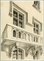 An illustration from Gothic architecture applied to modern residences; containing designs of all the important parts of a private dwelling, exhibited in elaborate perspective drawings, together with large and copious details (1849)