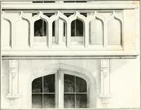 An illustration from Gothic architecture applied to modern residences; containing designs of all the important parts of a private dwelling, exhibited in elaborate perspective drawings, together with large and copious details (1849)